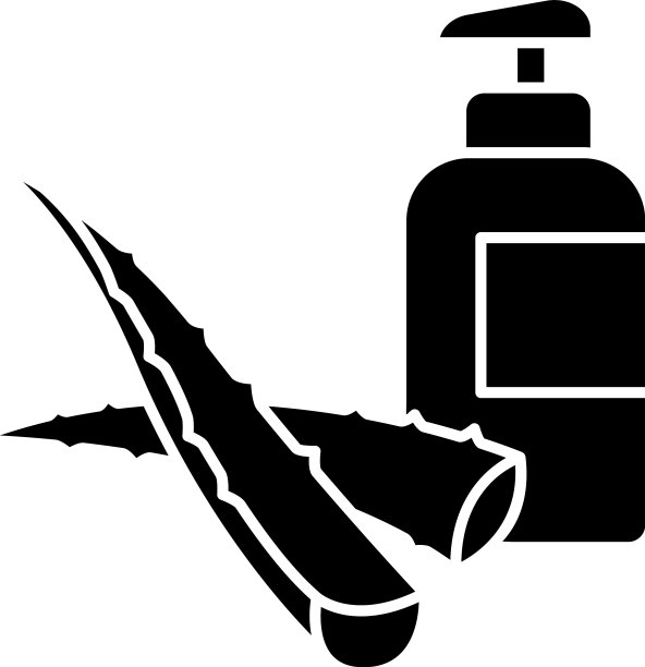 草药洗液黑色字形图标植物基础凝胶图片下载