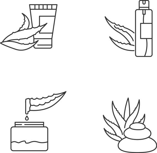 芦荟像素完美线性图标集植物图片下载
