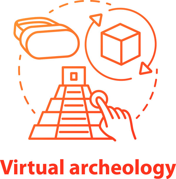 虚拟考古学概念图标计算机图片下载