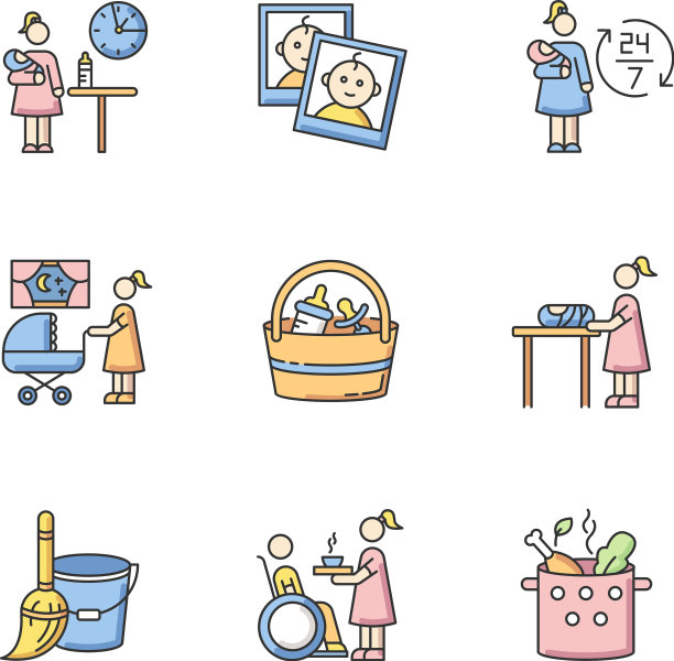 临时保姆服务RGB颜色图标设置部分时间图片下载