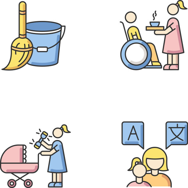 保姆服务RGB彩色图标设置家居图片下载