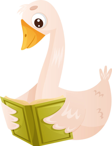 可爱的小鹅在看书，聪明的小鸟坐在那里图片下载