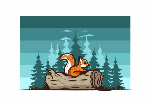 一只孤独的松鼠躲在枯死的树干上图片下载