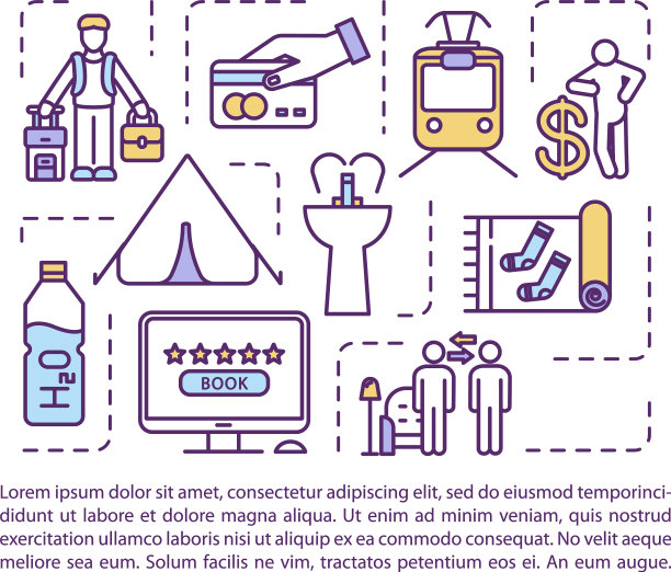 廉价的度假想法概念图标与文字图片下载