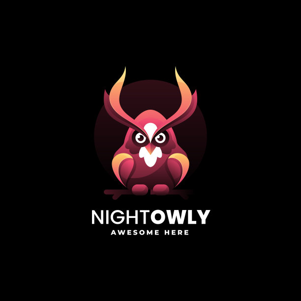 Logo夜猫子渐变彩色风格图片下载