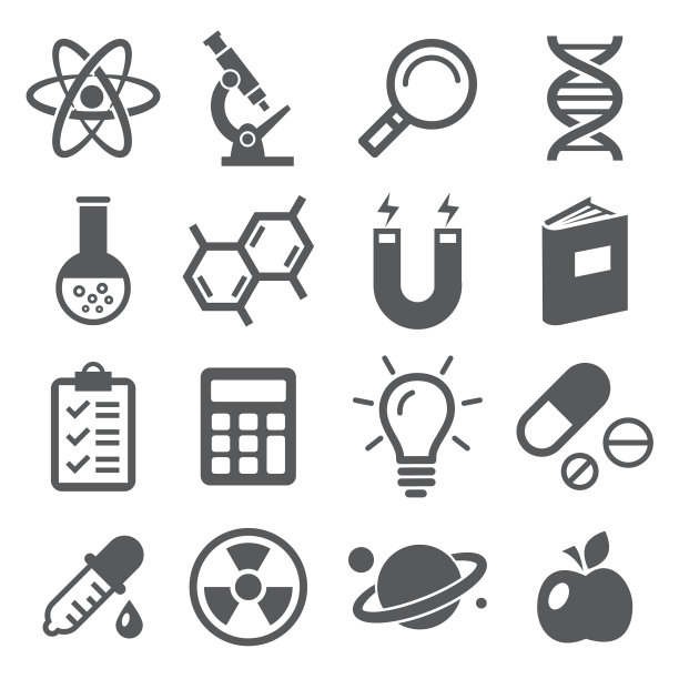 科学图标集，白色背景图片下载