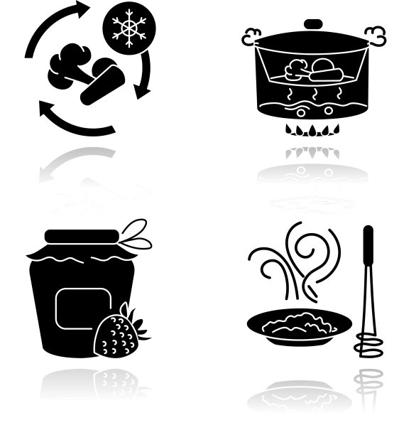 烹饪方法下降阴影黑色字形图标图片下载