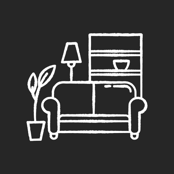 公寓内部粉笔白色图标黑色图片下载