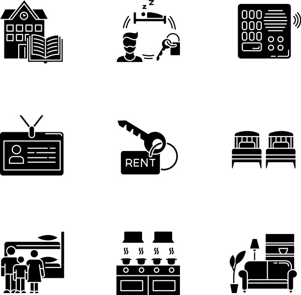 租用黑色字形图标设置在空白图片下载