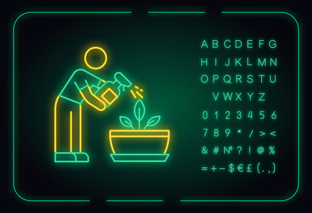 喷洒植物霓虹灯图标喷雾图片下载