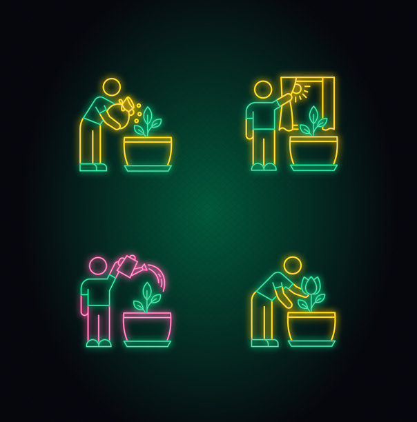 室内园艺舞台霓虹灯图标设置图片下载