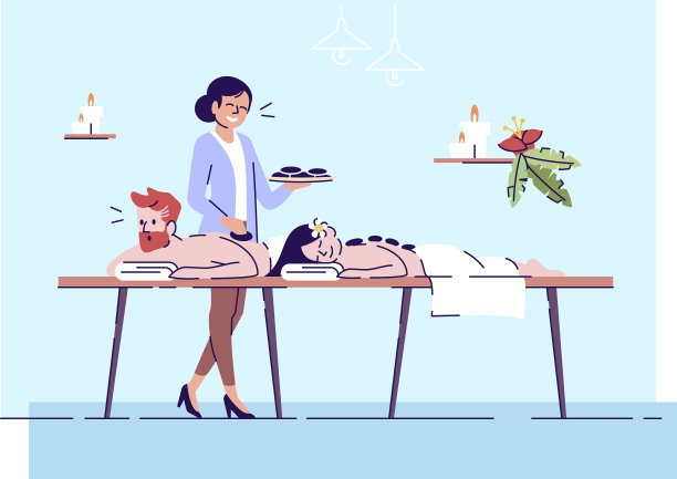 夫妻俩在热石按摩平涂鸦温泉图片下载