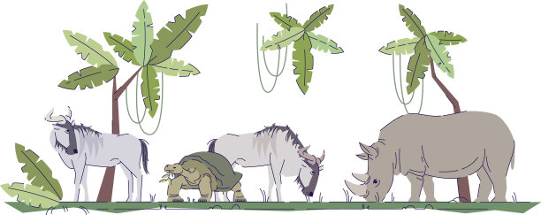 印尼野生动物平面涂鸦野生动物在图片下载