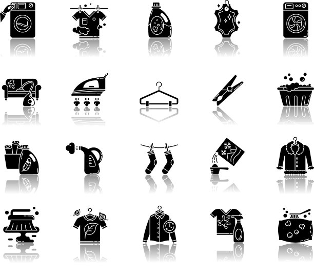 洗衣类型和设备下降的阴影黑色图片下载