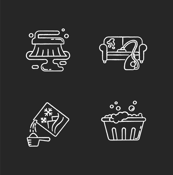 清理服务粉笔白色图标设置在黑色图片下载