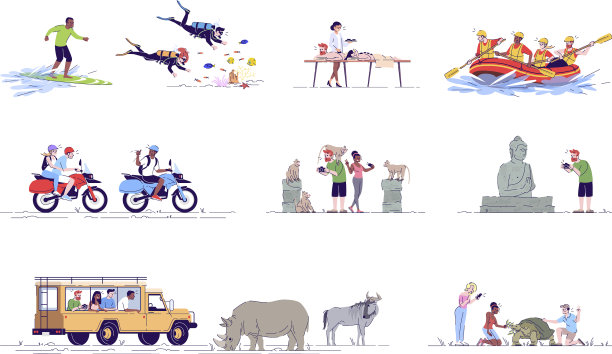 印尼旅游平涂鸦集水图片下载