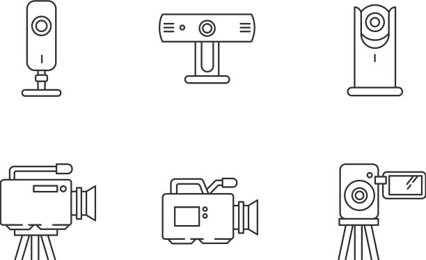 网络摄像头像素完美线性图标设置数字图片下载