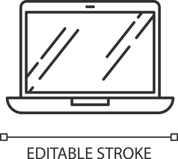 打开笔记本电脑像素完美的线性图标便携图片下载