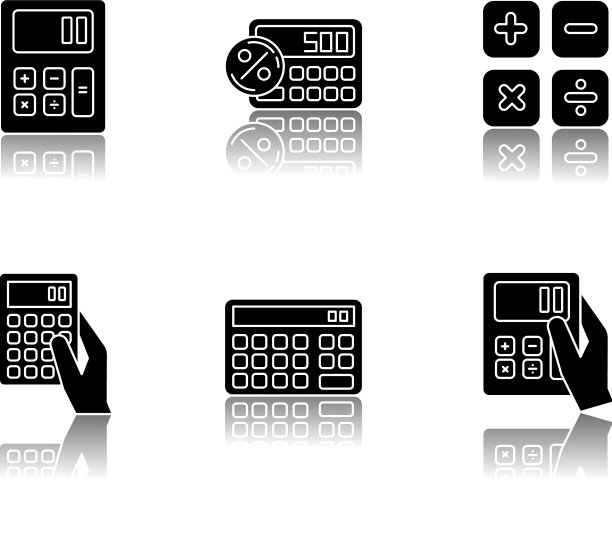 袖珍计算器落下阴影黑色字形图标图片下载