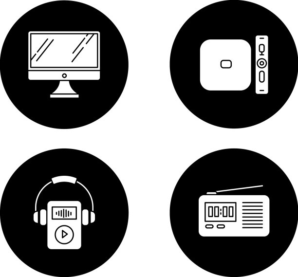 移动设备字形图标集口袋电子图片下载