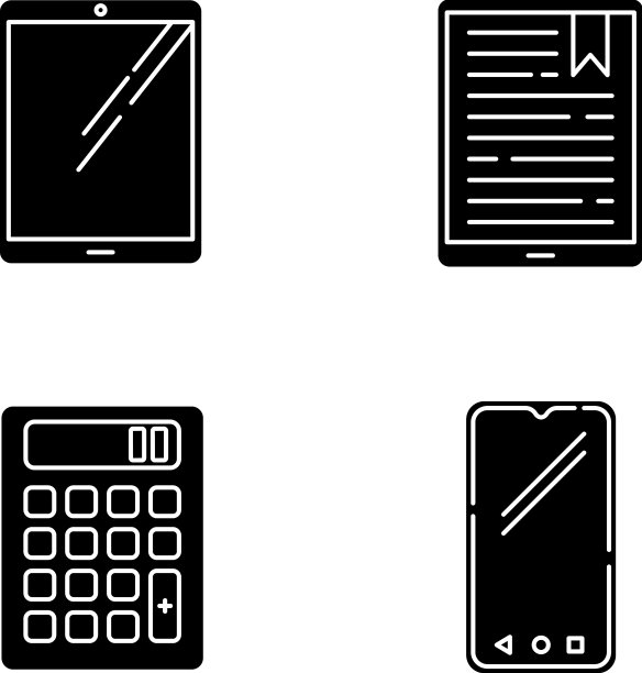 移动设备黑色字形图标设置在白色图片下载