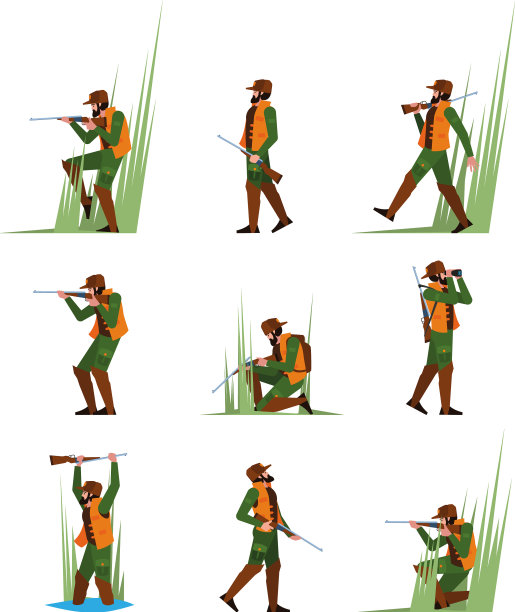 猎人带着猎枪，站在猎枪旁图片下载