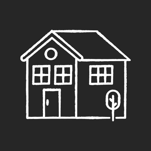 家庭粉笔白色图标黑色背景图片下载