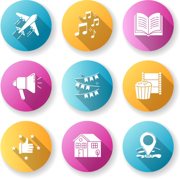 娱乐平面设计长影子字形图标图片下载