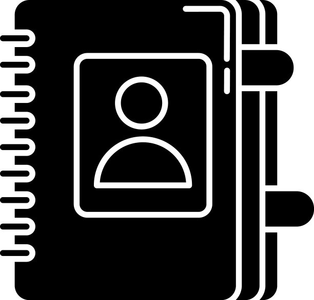 通讯录黑色字形图标个人日记图片下载