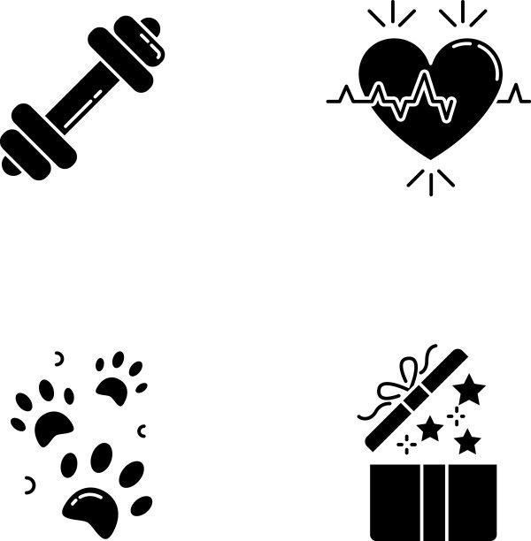 生活方式黑色字形图标设置在白色空间图片下载