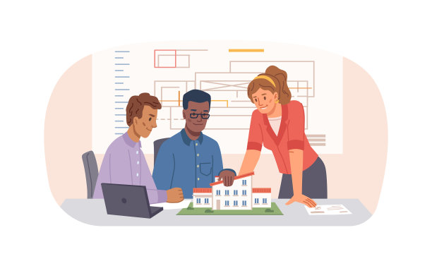 建筑师展示纸模型和草图图片下载