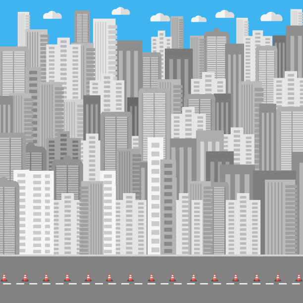 红色条纹交通锥图标隔离在城市图片下载