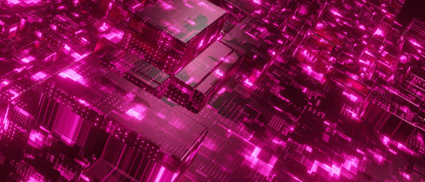 抽象金属科幻高科技设备或设施明亮的心情现代明亮的紫色紫色旗帜背景壁纸技术概念3D插图图片下载