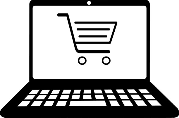 网上购物图标在线商店在笔记本电脑屏幕上图片下载