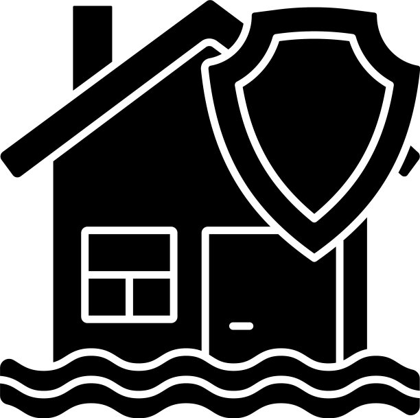 洪水保险黑色字形图标图片下载