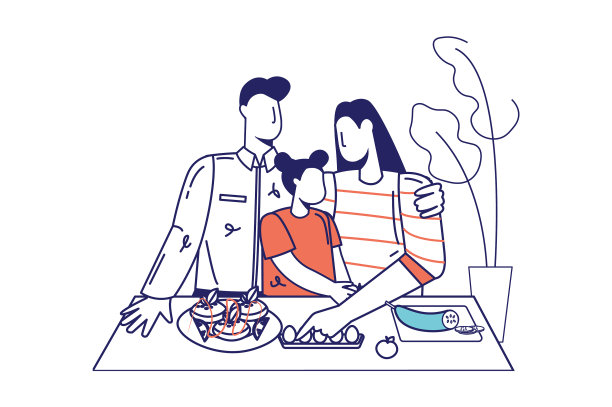 健康的家庭概念在平线设计图片下载