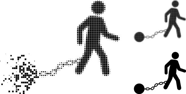 撕碎的像素奴隶铁字形与半色调图片下载