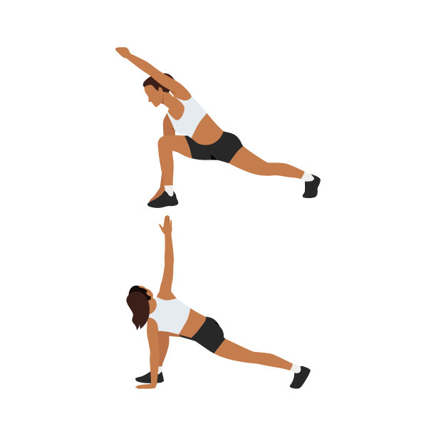 女人做弓步伸展和扭转拉伸图片下载