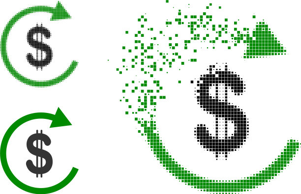 溶解像素美元偿还字形与半色调图片下载