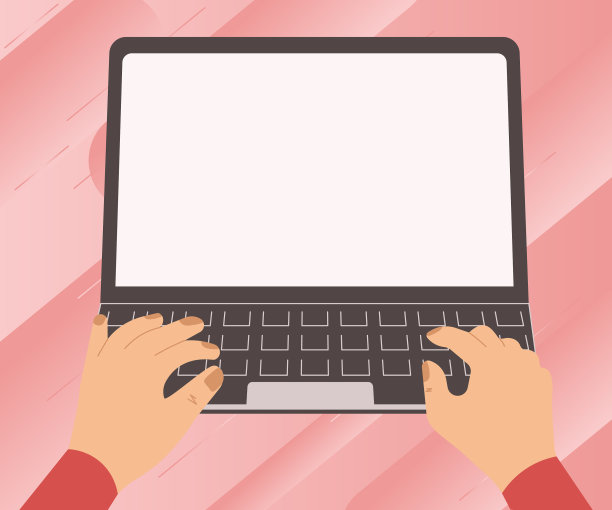 一个忙碌的手在笔记本电脑上寻找新的图片下载