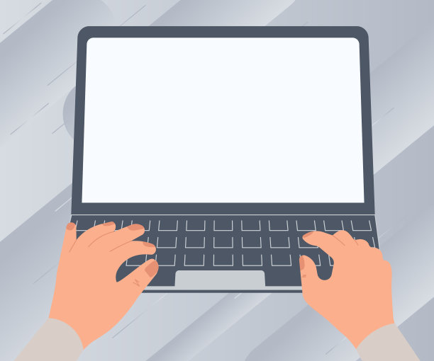 一个忙碌的手在笔记本电脑上寻找新的图片下载