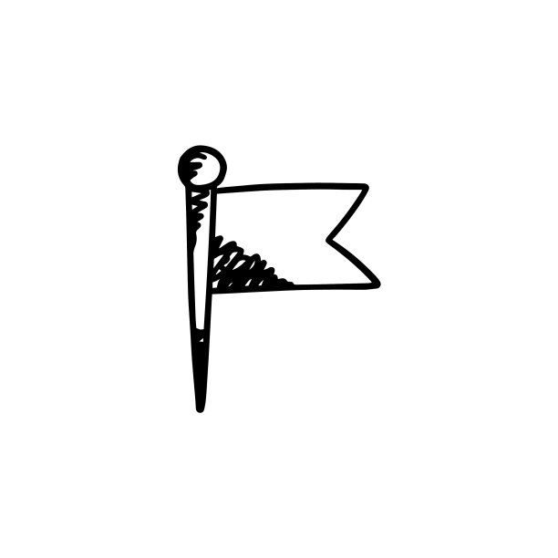 旗帜位置标记手绘草图样式大头针图片下载