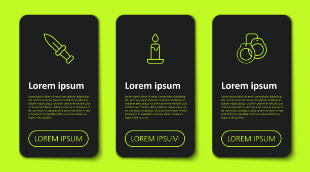 设置线匕首，燃烧的蜡烛和手铐图片下载