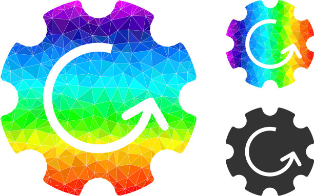 多边形齿轮旋转图标与光谱图片下载