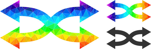 多边形洗牌箭头水平图标图片下载