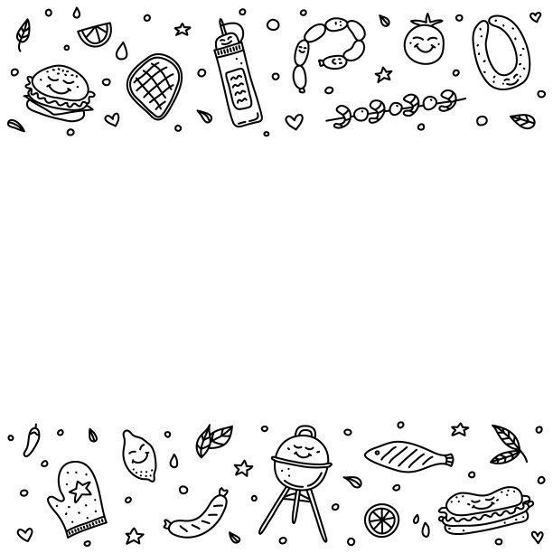 海报与涂鸦烧烤和野餐图标图片下载