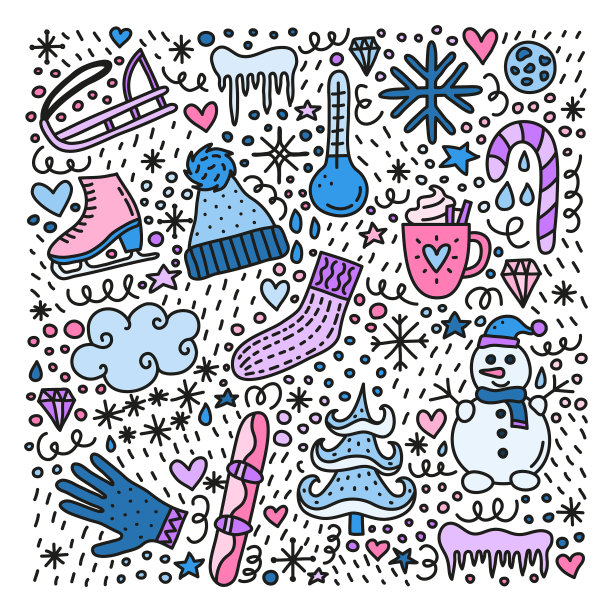 一套冬季涂鸦图标图片下载