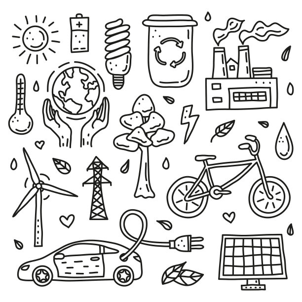 一套涂鸦生态和环境图标图片下载