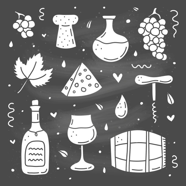 一套涂鸦酒图标图片下载