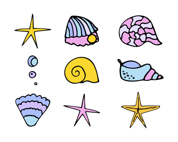 彩色的一套贝壳图片下载